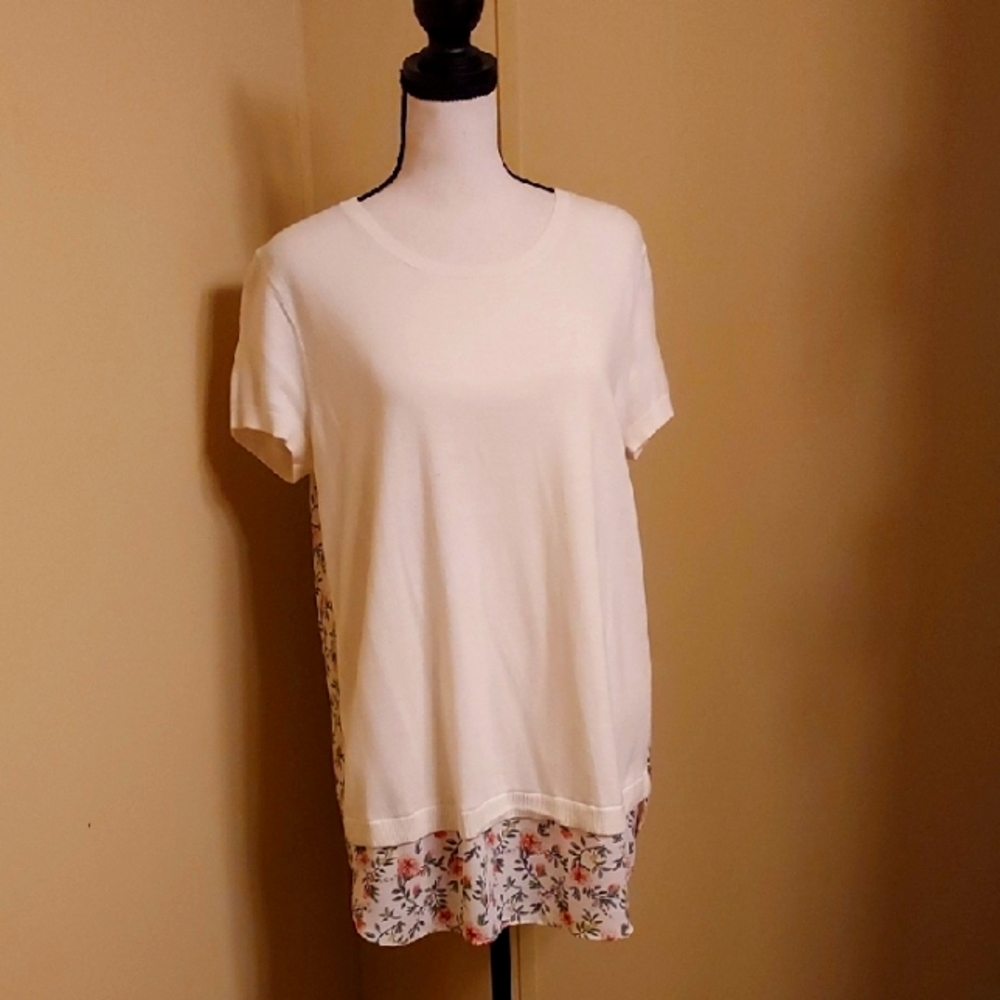 LOFT White Short Sleeve Boxy Tee